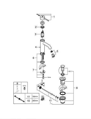 Смеситель для раковины GROHE Essence+ с низким изливом и донным клапаном, хром (23589001) Смеситель для раковины GROHE Essence+ с низким изливом и донным клапаном, хром (23589001)