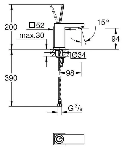Смеситель для раковины GROHE Eurocube Joy (23656000) с низким изливом, хром Смеситель для раковины GROHE Eurocube Joy (23656000) с низким изливом, хром