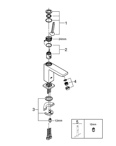 Смеситель для раковины GROHE Eurocube Joy со средним изливом, хром (23658000) Смеситель для раковины GROHE Eurocube Joy со средним изливом, хром (23658000)