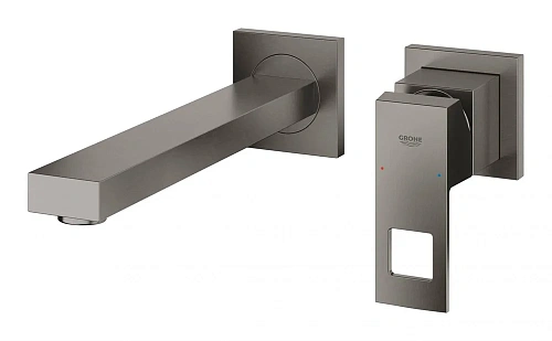 Смеситель для раковины GROHE Eurocube на 2 отверстия, настенный монтаж, темный графит матовый (23447 23447AL0 Смеситель для раковины GROHE Eurocube на 2 отверстия, настенный монтаж, темный графит матовый (23447 23447AL0