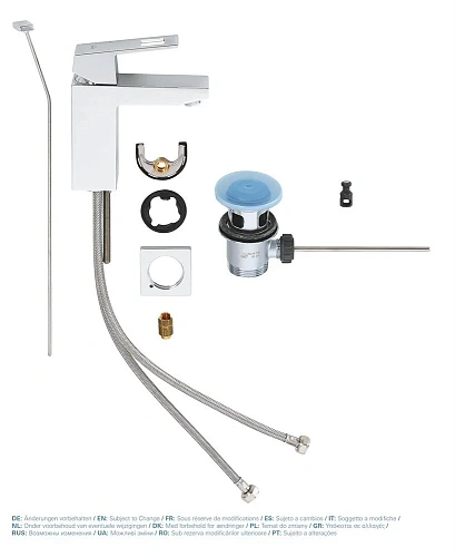 Смеситель для раковины GROHE Eurocube с донным клапаном и низким изливом, хром (23127000) Смеситель для раковины GROHE Eurocube с донным клапаном и низким изливом, хром (23127000)