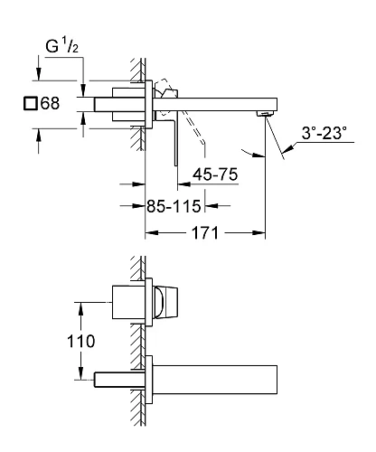 Смеситель для раковины GROHE Eurocube, суперсталь (19895DC0) Смеситель для раковины GROHE Eurocube, суперсталь (19895DC0)
