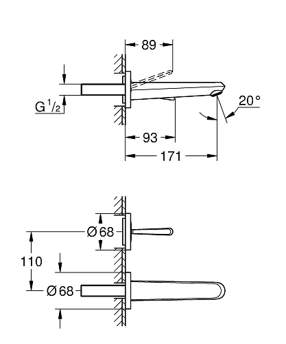 Смеситель для раковины GROHE Eurodisc Joy (излив 170 мм), хром (19968000) внешняя часть Смеситель для раковины GROHE Eurodisc Joy (излив 170 мм), хром (19968000) внешняя часть
