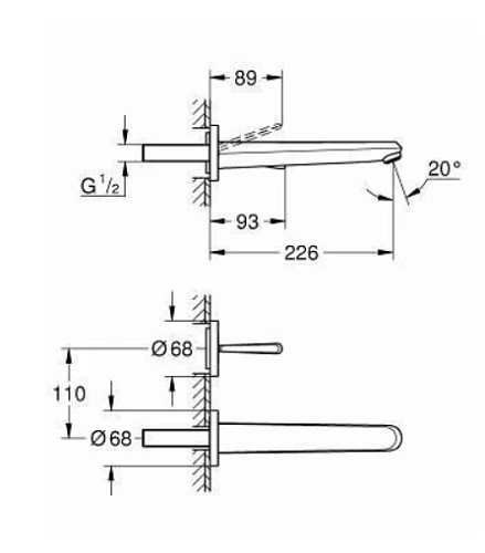 Смеситель для раковины GROHE Eurodisc Joy (излив 230 мм), белая луна (19969LS0) внешняя часть Смеситель для раковины GROHE Eurodisc Joy (излив 230 мм), белая луна (19969LS0) внешняя часть