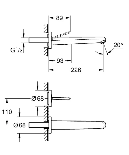 Смеситель для раковины GROHE Eurodisc Joy (излив 230 мм), хром (19969000) внешняя часть Смеситель для раковины GROHE Eurodisc Joy (излив 230 мм), хром (19969000) внешняя часть