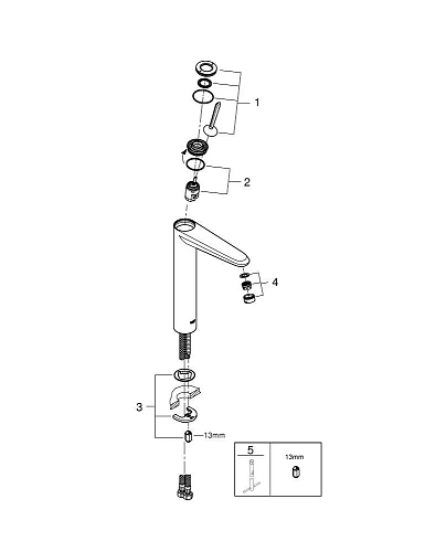 Смеситель для раковины GROHE Eurodisc Joy с высоким изливом, хром (23428000) Смеситель для раковины GROHE Eurodisc Joy с высоким изливом, хром (23428000)