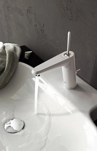 Смеситель для раковины GROHE Eurodisc Joy с донным клапаном, средний излив, белая луна (23427LS0) Смеситель для раковины GROHE Eurodisc Joy с донным клапаном, средний излив, белая луна (23427LS0)