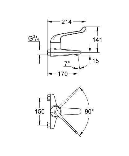 Смеситель для раковины GROHE Euroeco Special (вынос 170 мм, длина рычага 170 мм), хром (32823000) Смеситель для раковины GROHE Euroeco Special (вынос 170 мм, длина рычага 170 мм), хром (32823000)