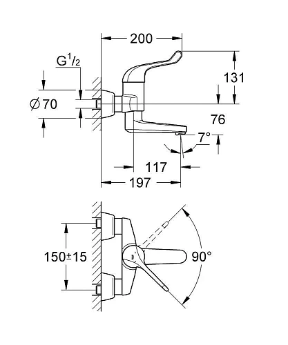 Смеситель для раковины GROHE Euroeco Special (вынос 196 мм, длина рычага 120 мм), хром (32792000) Смеситель для раковины GROHE Euroeco Special (вынос 196 мм, длина рычага 120 мм), хром (32792000)