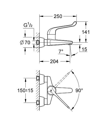 Смеситель для раковины GROHE Euroeco Special (вынос 204 мм, длина рычага 170 мм), хром (32795000) Смеситель для раковины GROHE Euroeco Special (вынос 204 мм, длина рычага 170 мм), хром (32795000)