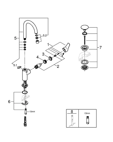 Смеситель для раковины GROHE Eurosmart (23970003) Смеситель для раковины GROHE Eurosmart (23970003)