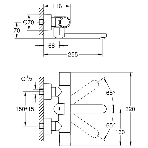 Смеситель для раковины GROHE Eurosmart Cosmopolitan E термостатический, хром (36455000) Смеситель для раковины GROHE Eurosmart Cosmopolitan E термостатический, хром (36455000)