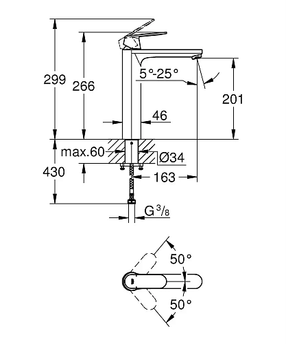 Смеситель для раковины GROHE Eurosmart Cosmopolitan однорычажный DN 15 XL-Size, хром (23921000) Смеситель для раковины GROHE Eurosmart Cosmopolitan однорычажный DN 15 XL-Size, хром (23921000)