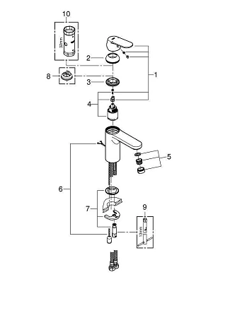 Смеситель для раковины GROHE Eurosmart Cosmopolitan с цепочкой, средний излив, хром (23326000) Смеситель для раковины GROHE Eurosmart Cosmopolitan с цепочкой, средний излив, хром (23326000)