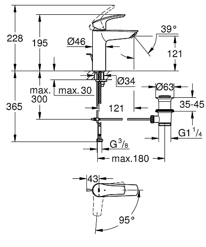 Смеситель для раковины GROHE Eurosmart M-Size (2339330E) Смеситель для раковины GROHE Eurosmart M-Size (2339330E)