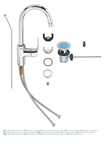 Смеситель для раковины GROHE Eurosmart New (23537002) с донным клапаном, L-size, хром Смеситель для раковины GROHE Eurosmart New (23537002) с донным клапаном, L-size, хром