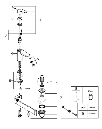 Смеситель для раковины GROHE Eurosmart S-Size (23456003) Смеситель для раковины GROHE Eurosmart S-Size (23456003)