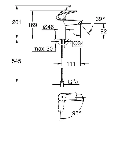 Смеситель для раковины GROHE Eurosmart S-Size (23974003) Смеситель для раковины GROHE Eurosmart S-Size (23974003)