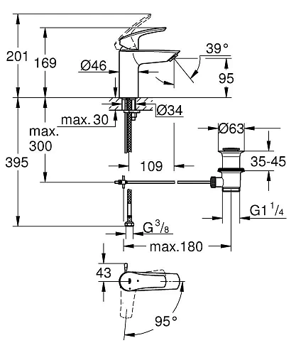 Смеситель для раковины GROHE Eurosmart S-Size (32926003) Смеситель для раковины GROHE Eurosmart S-Size (32926003)