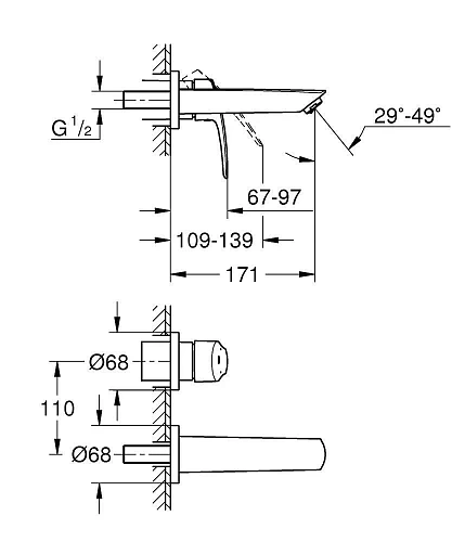 Смеситель для раковины GROHE Eurosmart на два отверстия, S-Size (29337003) Смеситель для раковины GROHE Eurosmart на два отверстия, S-Size (29337003)