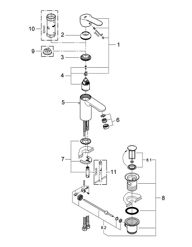Смеситель для раковины GROHE Eurostyle Cosmopolitan с донным клапаном, хром (33552002) Смеситель для раковины GROHE Eurostyle Cosmopolitan с донным клапаном, хром (33552002)