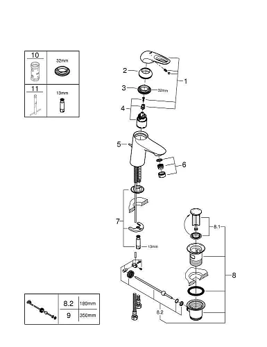 Смеситель для раковины GROHE Eurostyle new с донным клапаном, белая луна (33558LS3) Смеситель для раковины GROHE Eurostyle new с донным клапаном, белая луна (33558LS3)