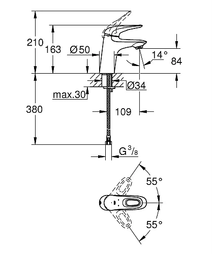 Смеситель для раковины GROHE Eurostyle, хром (23567003) Смеситель для раковины GROHE Eurostyle, хром (23567003)