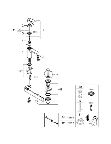 Смеситель для раковины GROHE Get 23454000 Смеситель для раковины GROHE Get 23454000
