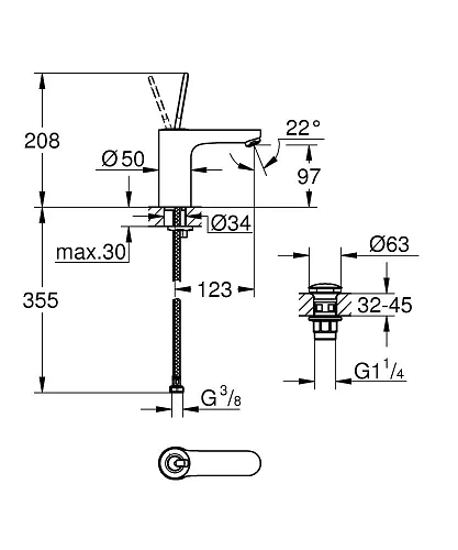 Смеситель для раковины GROHE Get Joy, хром (23800000) Смеситель для раковины GROHE Get Joy, хром (23800000)