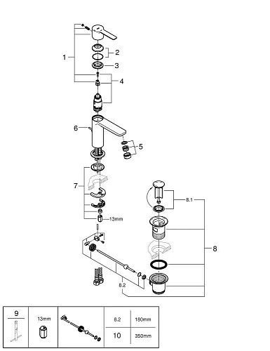 Смеситель для раковины GROHE Lineare New с донным клапаном, хром (23790001) Смеситель для раковины GROHE Lineare New с донным клапаном, хром (23790001)