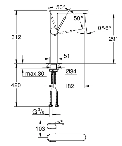 Смеситель для раковины GROHE Plus, гладкий корпус, XL-Size (32618003) Смеситель для раковины GROHE Plus, гладкий корпус, XL-Size (32618003)