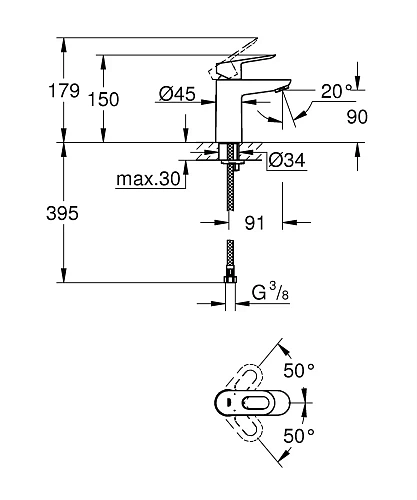 Смеситель для раковины GROHE Start Loop, гладкий корпус, хром (23351000) Смеситель для раковины GROHE Start Loop, гладкий корпус, хром (23351000)