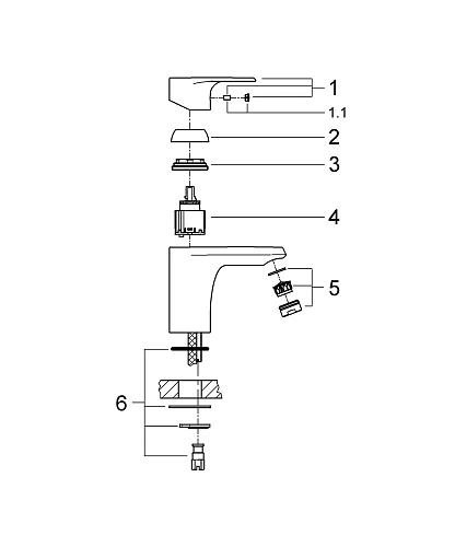 Смеситель для раковины GROHE Vigour гладкий корпус, хром (75140026) Смеситель для раковины GROHE Vigour гладкий корпус, хром (75140026)
