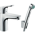 Смеситель для раковины hansgrohe Focus с Гигиенический душем и донным клапаном Push-Open 31927000 Смеситель для раковины hansgrohe Focus с Гигиенический душем и донным клапаном Push-Open 31927000