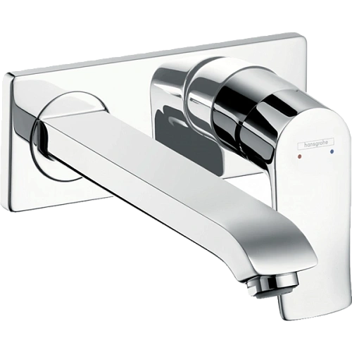 Смеситель для раковины hansgrohe Metris настенный с длинным изливом, хром 31086000 Смеситель для раковины hansgrohe Metris настенный с длинным изливом, хром 31086000