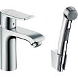 Смеситель для раковины hansgrohe Metris с Гигиенический душем и сливной клапан Push-Open 31285000 Смеситель для раковины hansgrohe Metris с Гигиенический душем и сливной клапан Push-Open 31285000