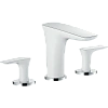 Смеситель для раковины hansgrohe PuraVida на 3 отверстия со сливным клапаном Push-Open, белый/хром 1