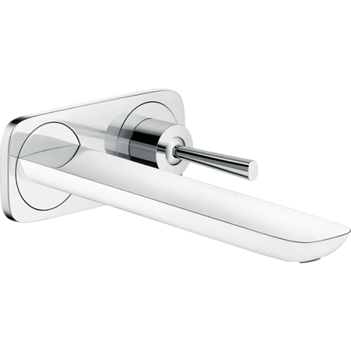 Смеситель для раковины hansgrohe PuraVida настенный с длинным изливом, белый/хром 15085400 Смеситель для раковины hansgrohe PuraVida настенный с длинным изливом, белый/хром 15085400