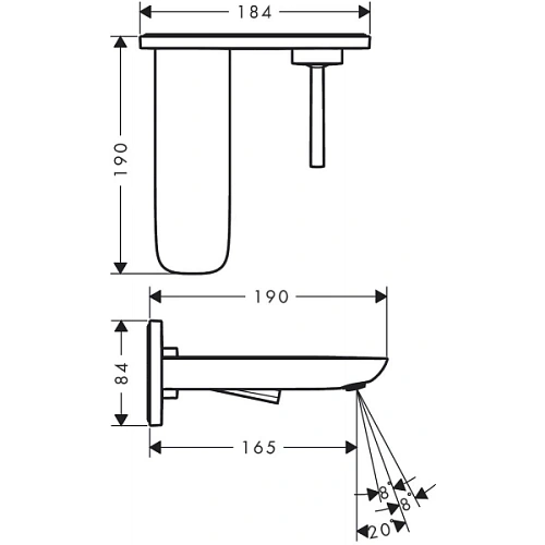 Смеситель для раковины hansgrohe PuraVida настенный, хром 15084000 Смеситель для раковины hansgrohe PuraVida настенный, хром 15084000