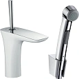 Смеситель для раковины hansgrohe PuraVida с Гигиенический душем и сливным клапаном Push-Open, белый/ 15275400. Смеситель для раковины hansgrohe PuraVida с Гигиенический душем и сливным клапаном Push-Open, белый/ 15275400.