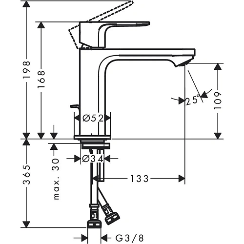 Смеситель для раковины Hansgrohe Rebris S 110 CoolStart, со сливным гарнитуром 72519670, матовый чер Смеситель для раковины Hansgrohe Rebris S 110 CoolStart, со сливным гарнитуром 72519670, матовый чер