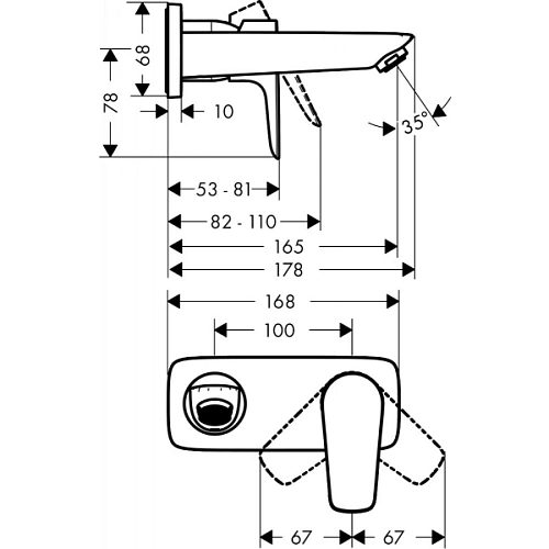 Смеситель для раковины hansgrohe Talis E настенный, хром 71732000 Смеситель для раковины hansgrohe Talis E настенный, хром 71732000