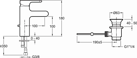Смеситель для раковины Jacob Delafon Singulier E10860-CP с донным клапаном Смеситель для раковины Jacob Delafon Singulier E10860-CP с донным клапаном