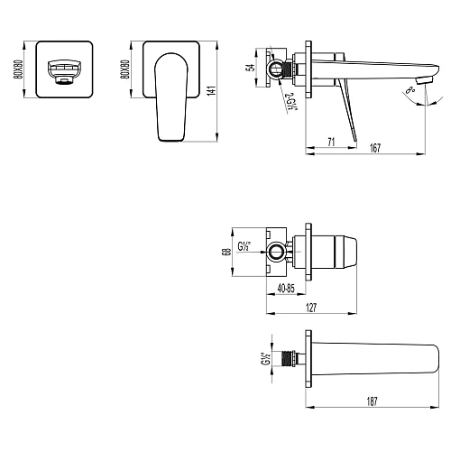 Смеситель для раковины Lemark Bronx LM3736GM встраиваемый, графит Смеситель для раковины Lemark Bronx LM3736GM встраиваемый, графит