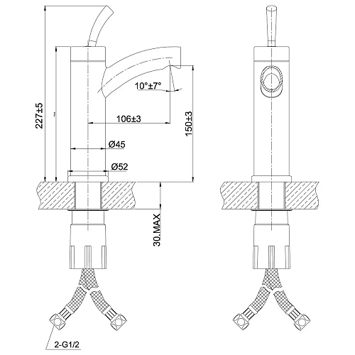 Смеситель для раковины Lemark Element (LM5106S) Смеситель для раковины Lemark Element (LM5106S)