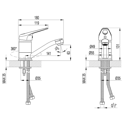 Смеситель для раковины Lemark Luna LM4107C , хром Смеситель для раковины Lemark Luna LM4107C , хром