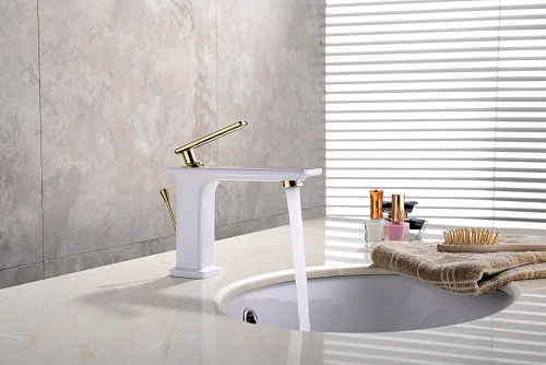 Смеситель для раковины Lemark Mista LM6406WG , белый/золото Смеситель для раковины Lemark Mista LM6406WG , белый/золото