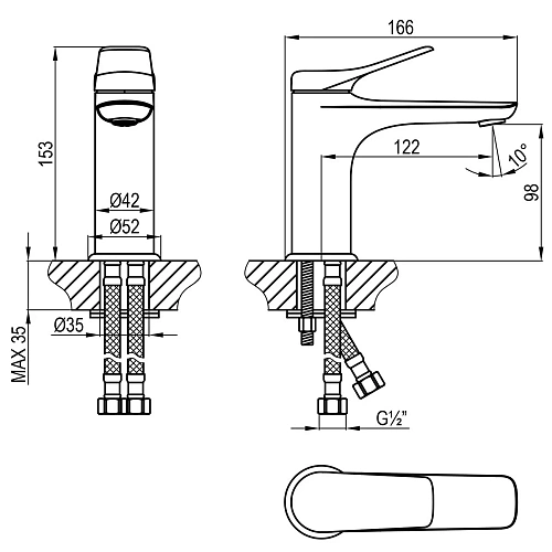 Смеситель для раковины Lemark Ortus LM11306C, хром Смеситель для раковины Lemark Ortus LM11306C, хром