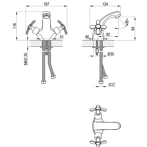 Смеситель для раковины Lemark Partner LM6546C , хром Смеситель для раковины Lemark Partner LM6546C , хром