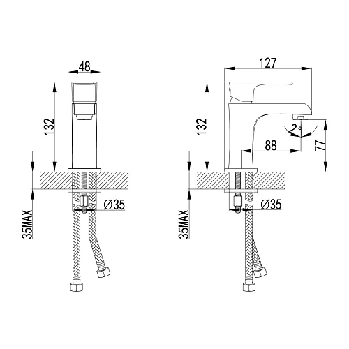 Смеситель для раковины Lemark Plus Factor LM1606C, хром Смеситель для раковины Lemark Plus Factor LM1606C, хром